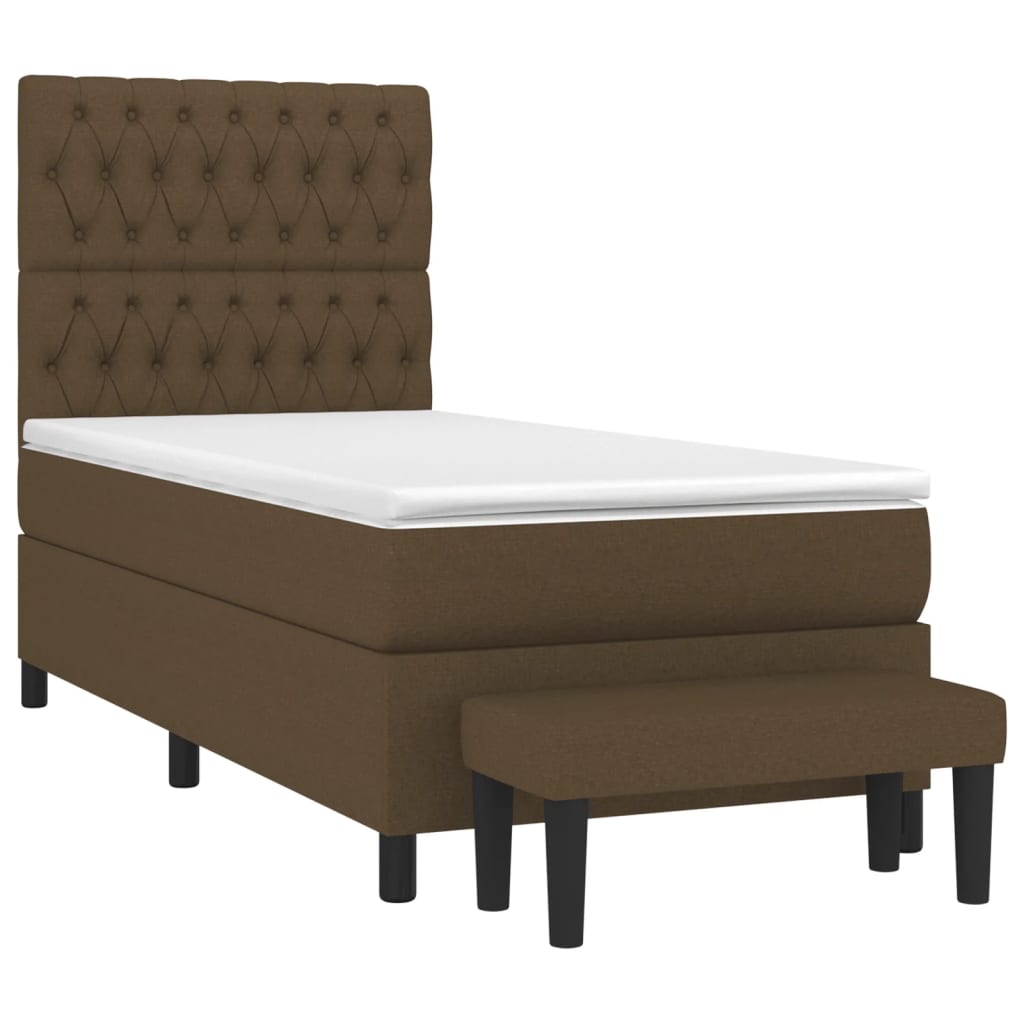 Giroletto a Molle con Materasso Marrone Scuro 90x200 cm Tessuto | homemem39
