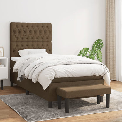 Giroletto a Molle con Materasso Marrone Scuro 90x200 cm Tessuto | homemem39