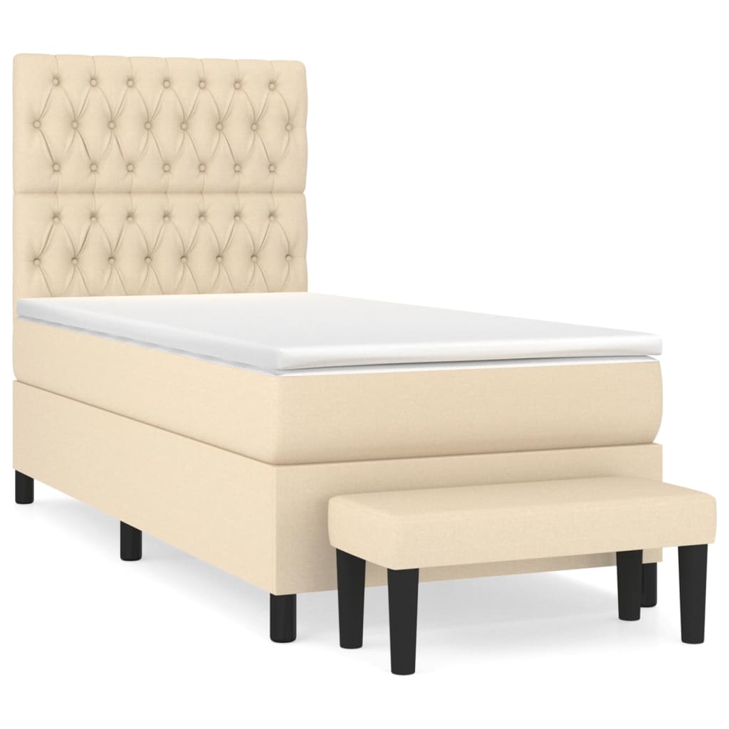 Giroletto a Molle con Materasso Crema 90x200 cm inTessuto | homemem39