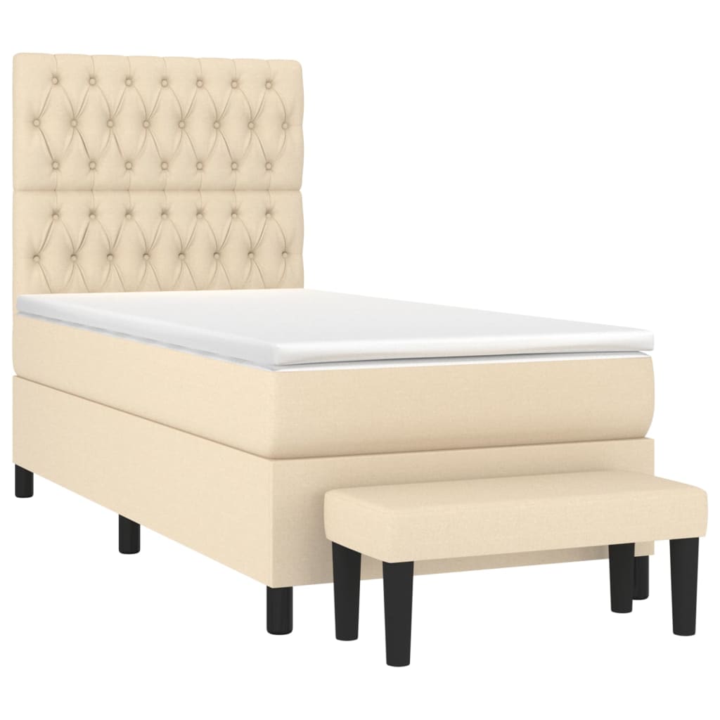 Giroletto a Molle con Materasso Crema 90x200 cm inTessuto | homemem39