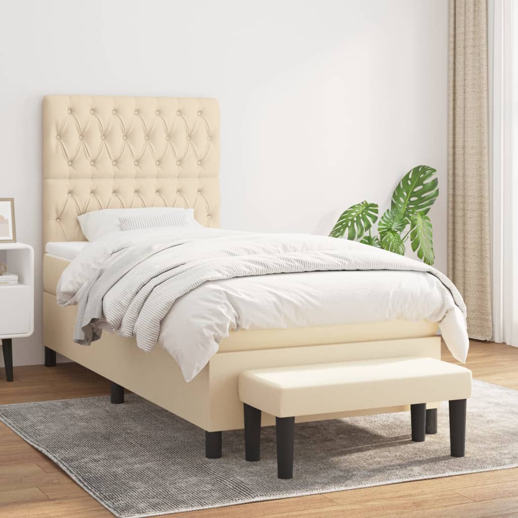 Giroletto a Molle con Materasso Crema 90x200 cm inTessuto | homemem39