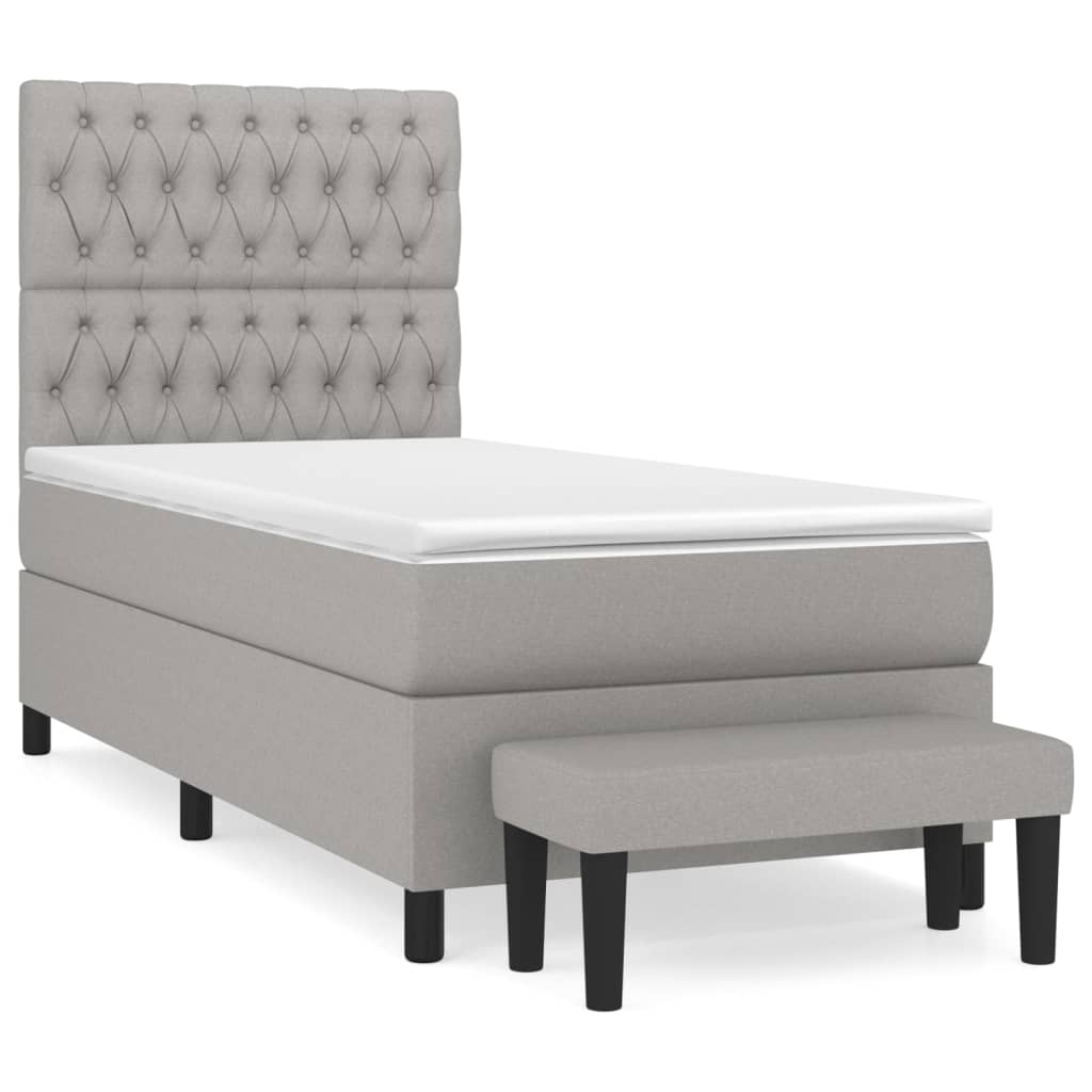 Giroletto a Molle con Materasso Grigio Chiaro100x200 cm Tessuto
