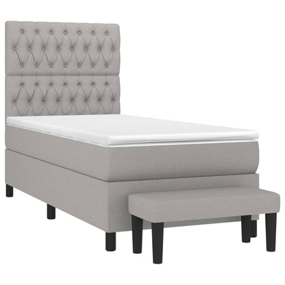 Giroletto a Molle con Materasso Grigio Chiaro100x200 cm Tessuto