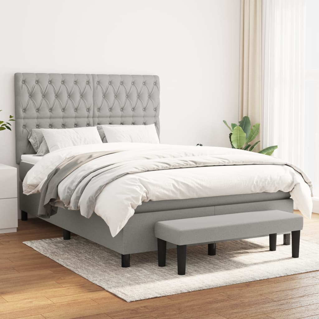 Giroletto a Molle con Materasso Grigio Chiaro 140x190cm Tessuto | homemem39