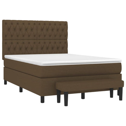 Giroletto a Molle con Materasso Marrone Scuro 140x190cm Tessuto | homemem39