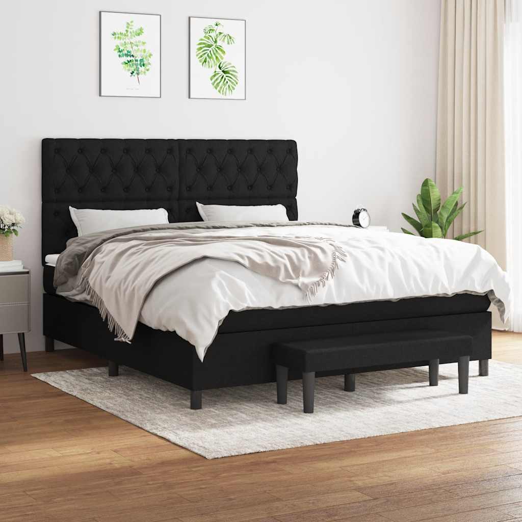 Giroletto a Molle con Materasso Nero 160x200 cm in Tessuto | homemem39