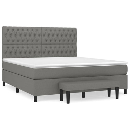 Giroletto a Molle con Materasso Grigio Scuro 180x200 cm Tessuto