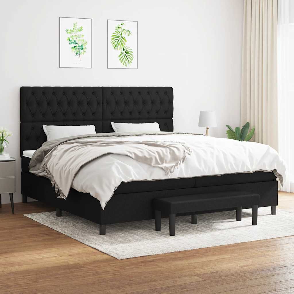 Giroletto a Molle con Materasso Nero 200x200 cm in Tessuto