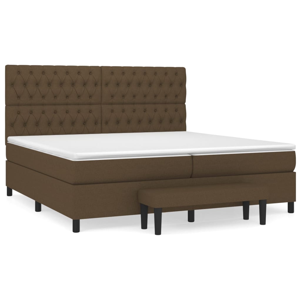 Giroletto a Molle con Materasso Marrone Scuro 200x200cm Tessuto | homemem39