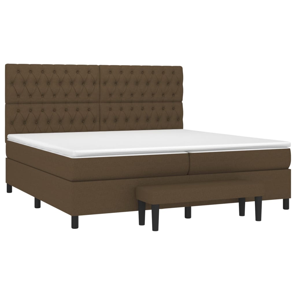 Giroletto a Molle con Materasso Marrone Scuro 200x200cm Tessuto | homemem39