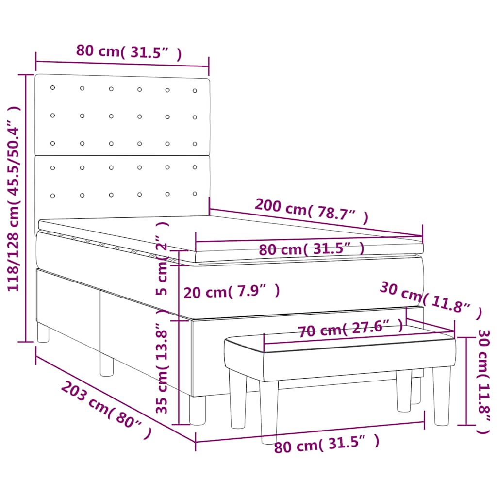 Giroletto a Molle con Materasso Tortora 80x200 cm inTessuto | homemem39
