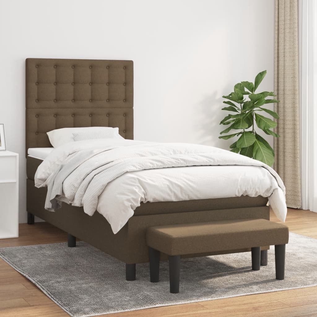 Giroletto a Molle con Materasso Marrone Scuro 90x190cm Tessuto | homemem39