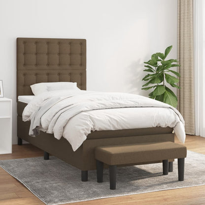 Giroletto a Molle con Materasso Marrone Scuro 90x190cm Tessuto | homemem39