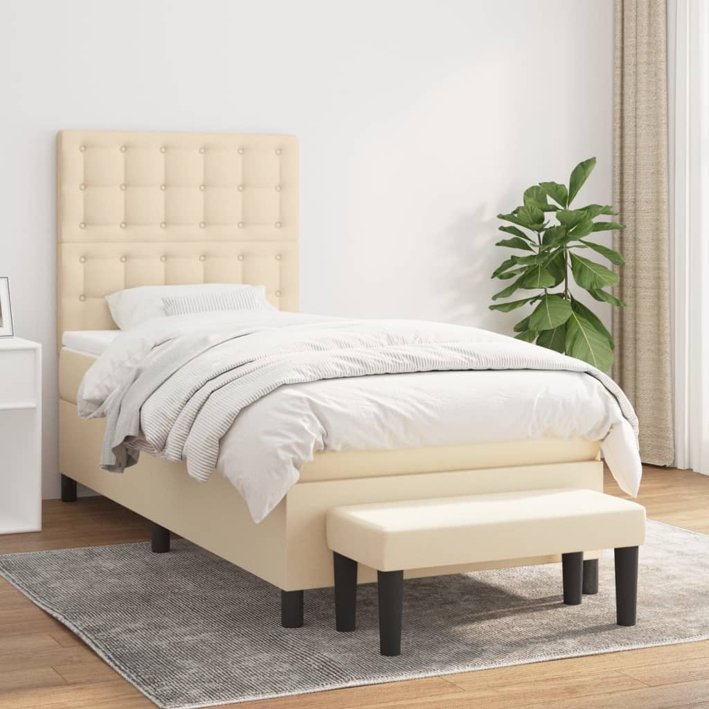 Giroletto a Molle con Materasso Crema 90x200 cm inTessuto | homemem39