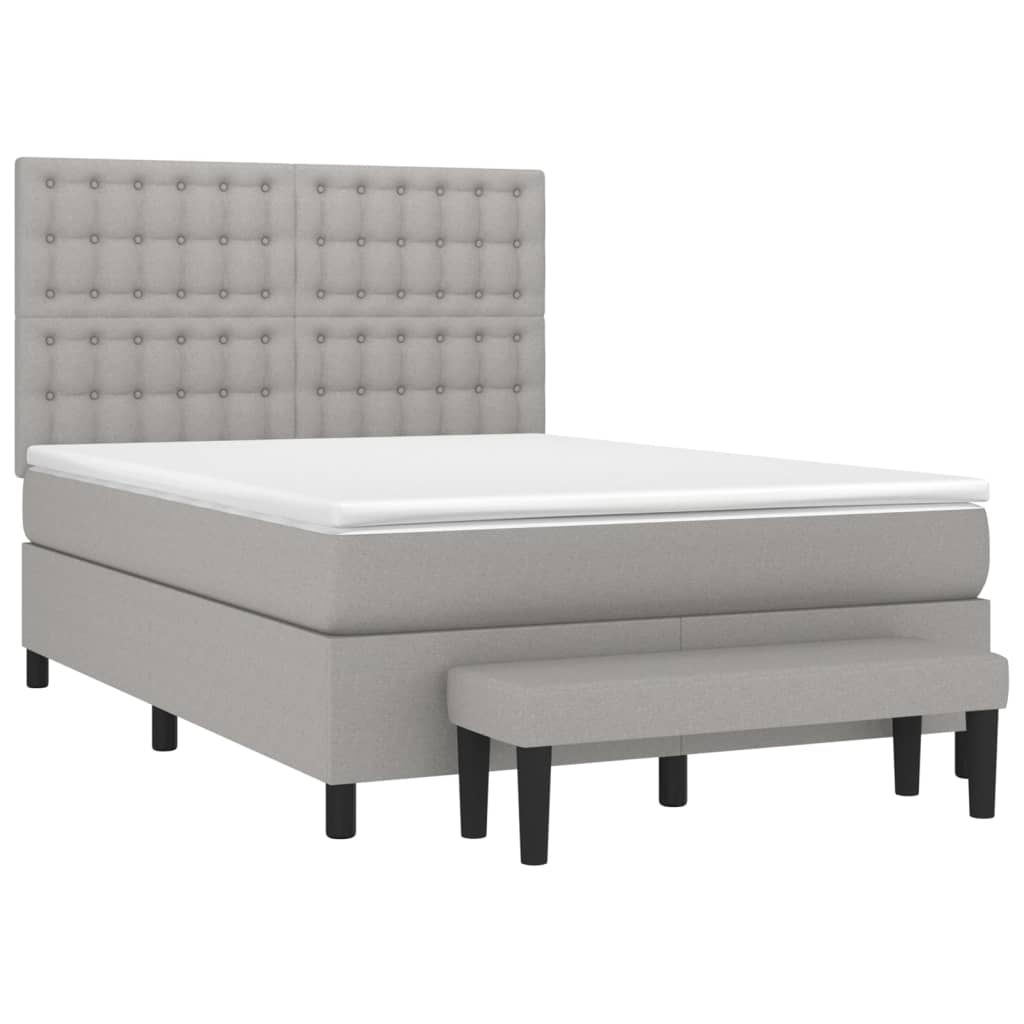 Giroletto a Molle con Materasso Grigio Chiaro 140x190cm Tessuto | homemem39