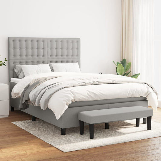 Giroletto a Molle con Materasso Grigio Chiaro 140x190cm Tessuto | homemem39