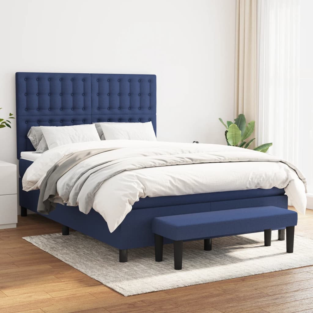 Giroletto a Molle con Materasso Blu 140x190 cm in Tessuto | homemem39