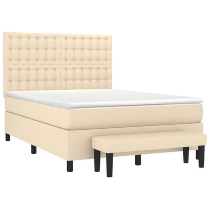 Giroletto a Molle con Materasso Crema 140x200 cm in Tessuto | homemem39