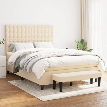 Giroletto a Molle con Materasso Crema 140x200 cm in Tessuto | homemem39