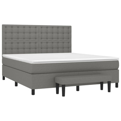 Giroletto a Molle con Materasso Grigio Scuro 160x200 cm Tessuto