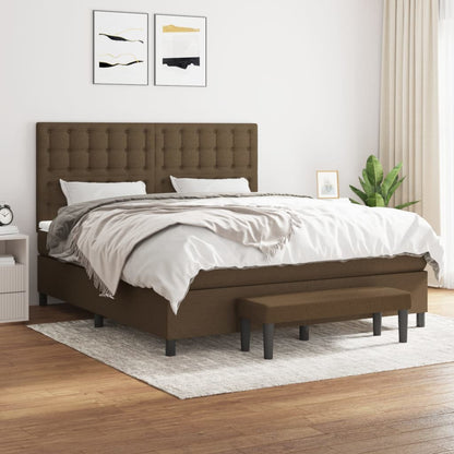 Giroletto a Molle con Materasso Marrone Scuro 180x200cm Tessuto | homemem39