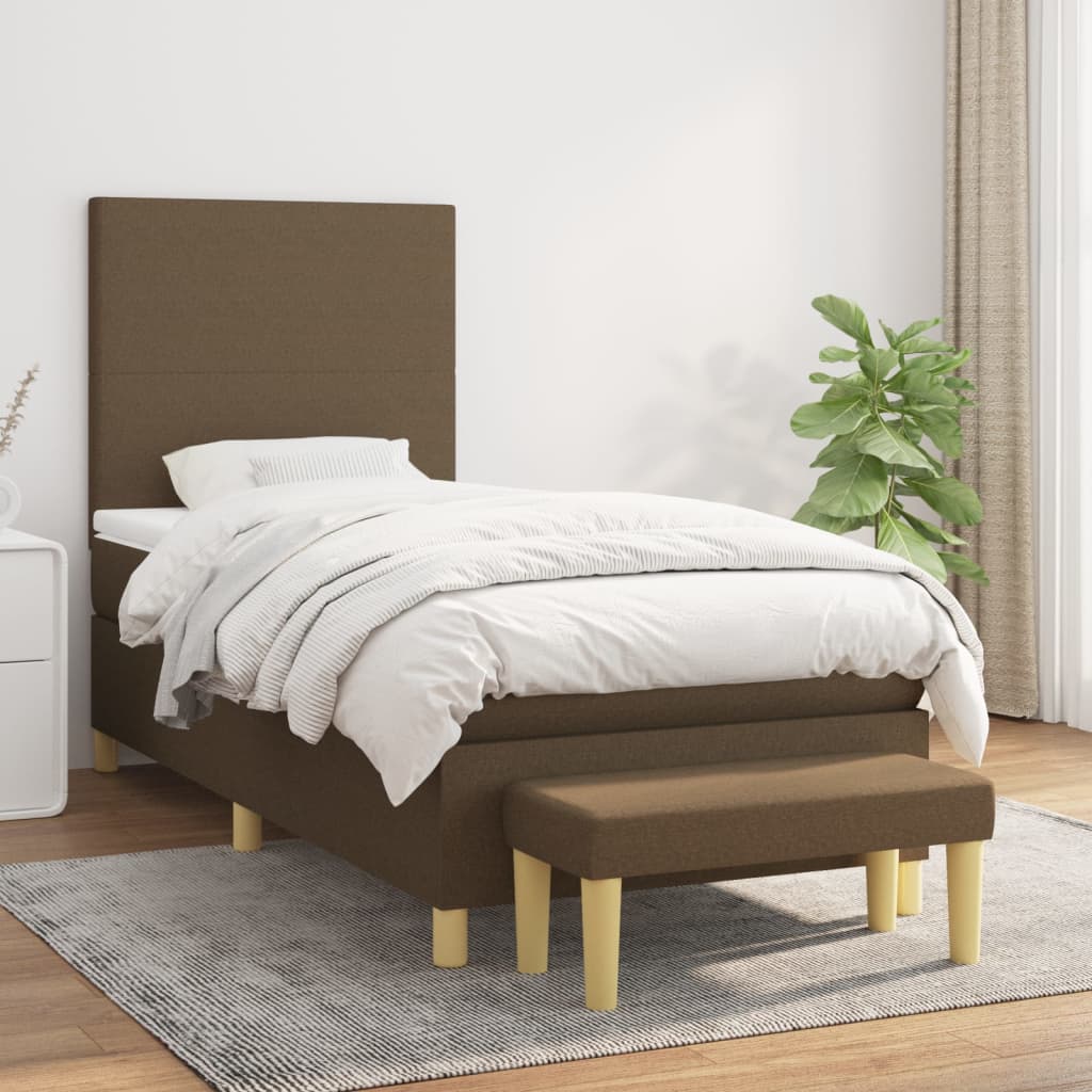 Giroletto a Molle con Materasso Marrone Scuro 80x200 cm Tessuto | homemem39