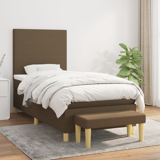 Giroletto a Molle con Materasso Marrone Scuro 80x200 cm Tessuto | homemem39