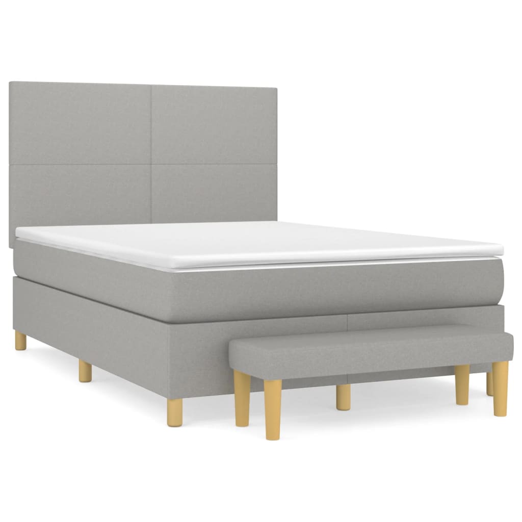 Giroletto a Molle con Materasso Grigio Chiaro 140x190cm Tessuto | homemem39