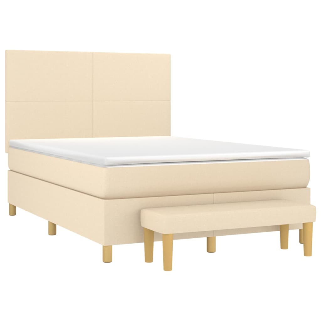 Giroletto a Molle con Materasso Crema 140x19 cm in Tessuto | homemem39