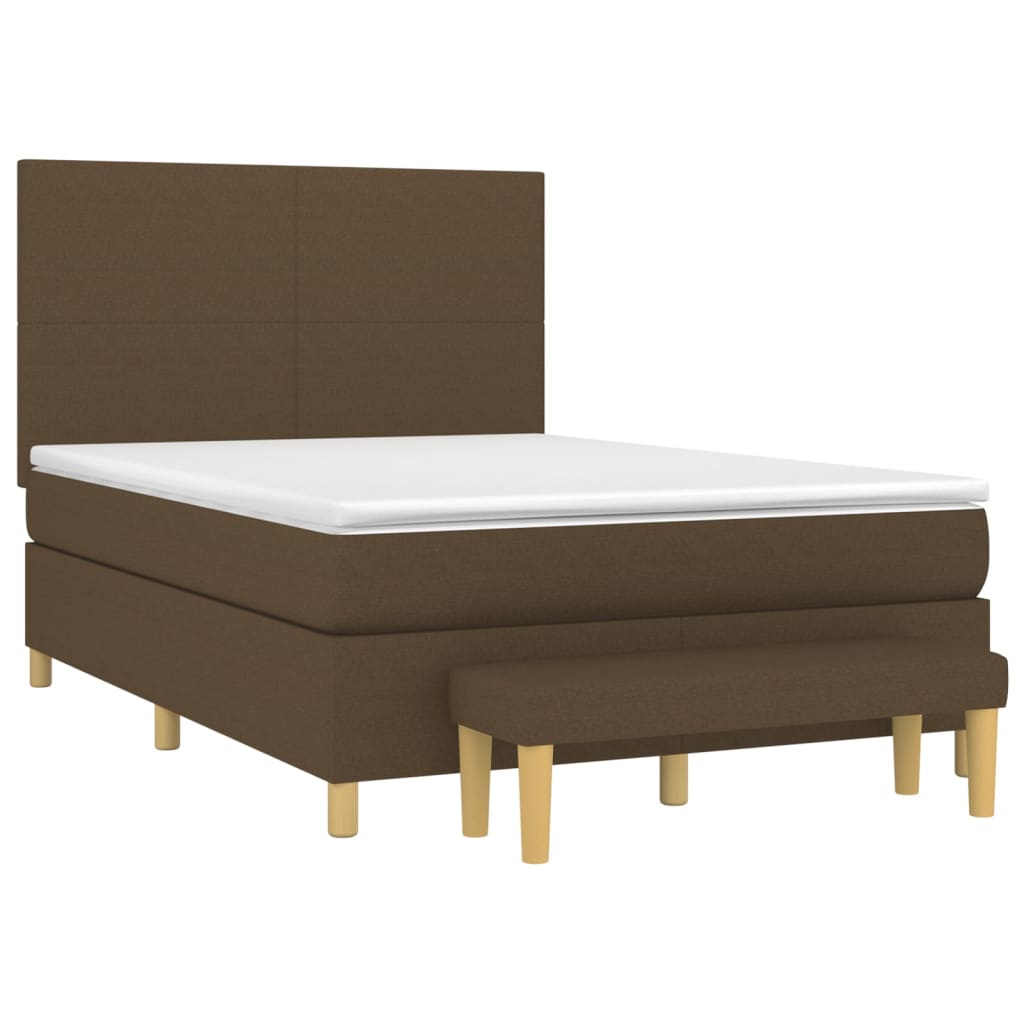 Giroletto a Molle con Materasso Marrone Scuro 140x200cm Tessuto | homemem39