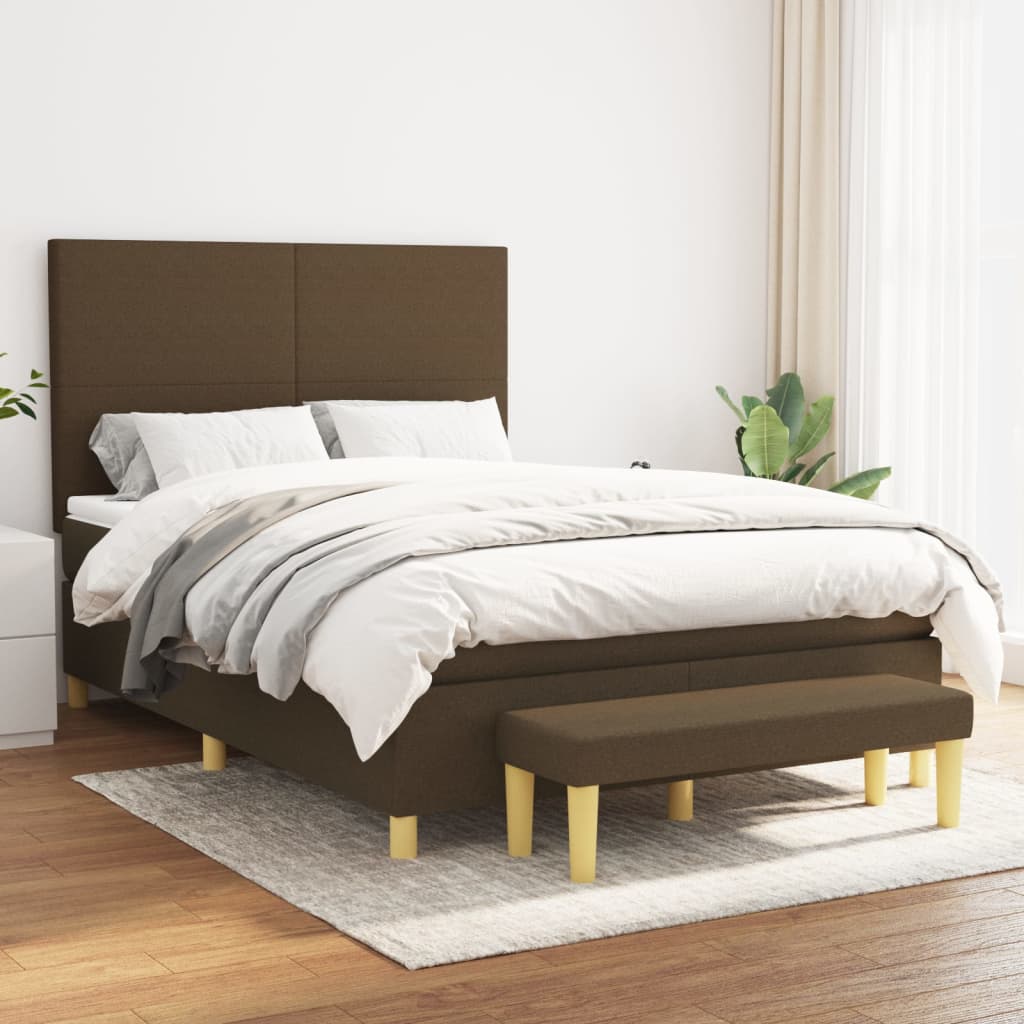 Giroletto a Molle con Materasso Marrone Scuro 140x200cm Tessuto | homemem39