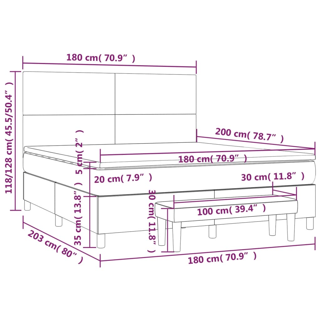 Giroletto a Molle con Materasso Tortora 180x200 cm in Tessuto | homemem39