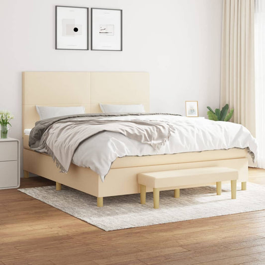 Giroletto a Molle con Materasso Crema 180x200 cm in Tessuto | homemem39