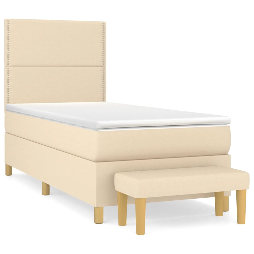 Giroletto a Molle con Materasso Crema 100x200 cm in Tessuto | homemem39