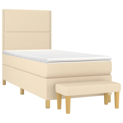 Giroletto a Molle con Materasso Crema 100x200 cm in Tessuto | homemem39