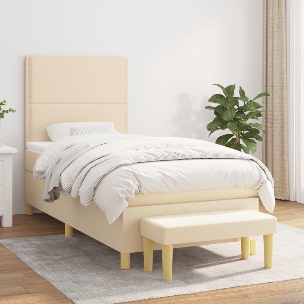 Giroletto a Molle con Materasso Crema 100x200 cm in Tessuto | homemem39
