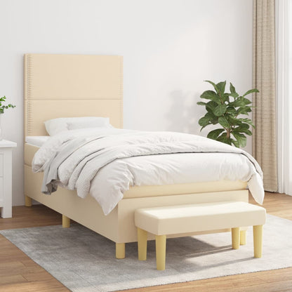 Giroletto a Molle con Materasso Crema 100x200 cm in Tessuto | homemem39