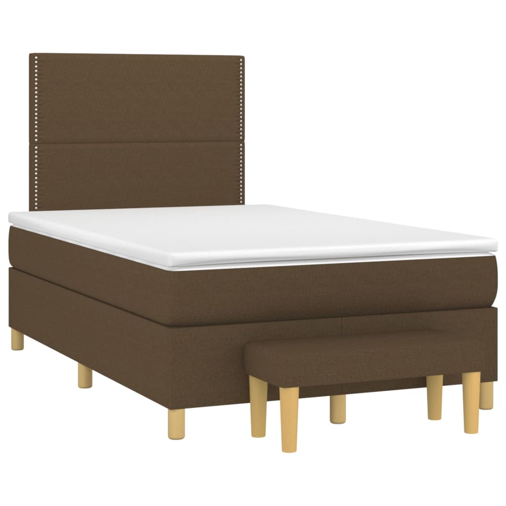 Giroletto a Molle con Materasso Marrone Scuro 120x200cm Tessuto | homemem39