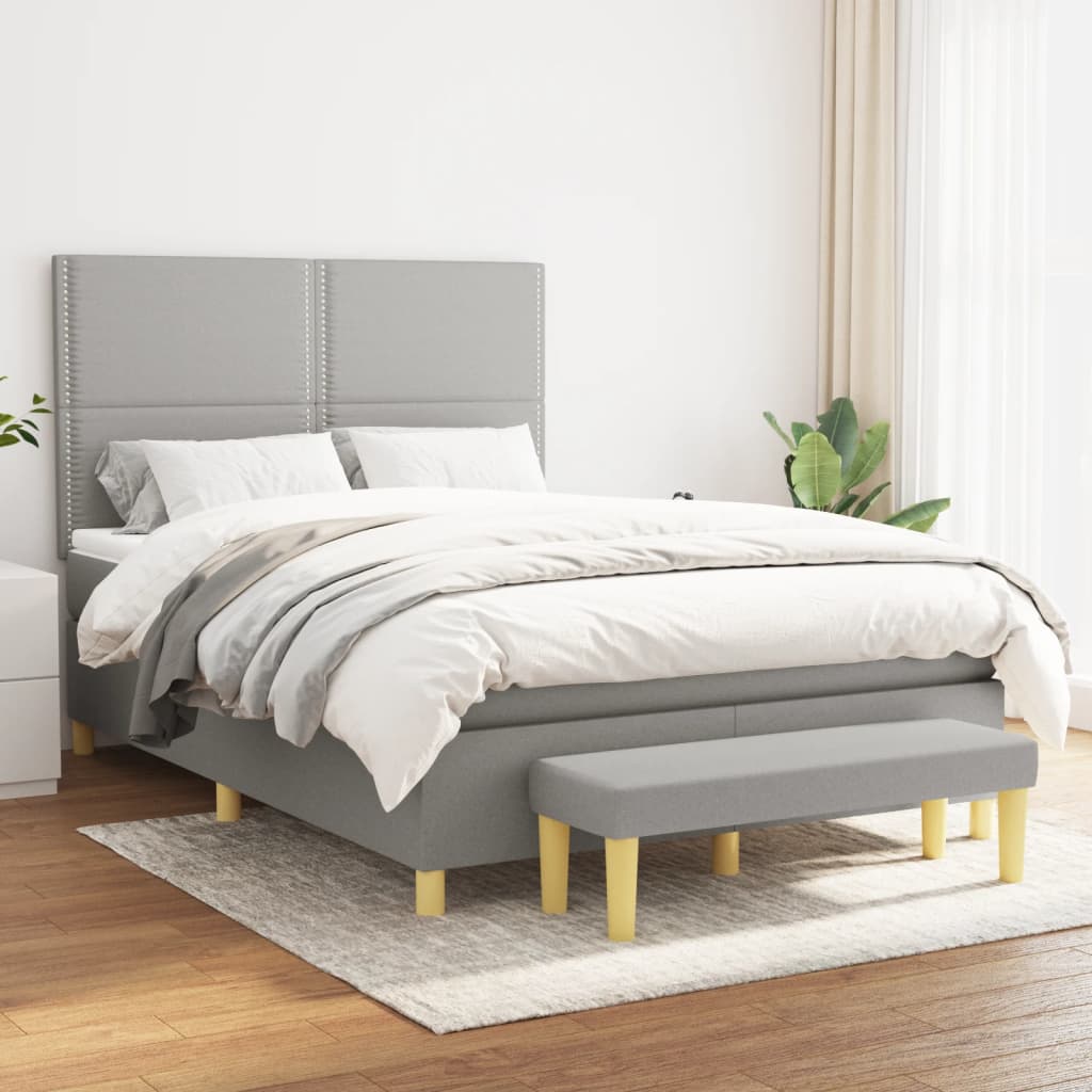 Giroletto a Molle con Materasso Grigio Chiaro 140x190cm Tessuto | homemem39