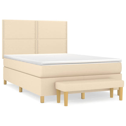 Giroletto a Molle con Materasso Crema 140x19 cm in Tessuto | homemem39