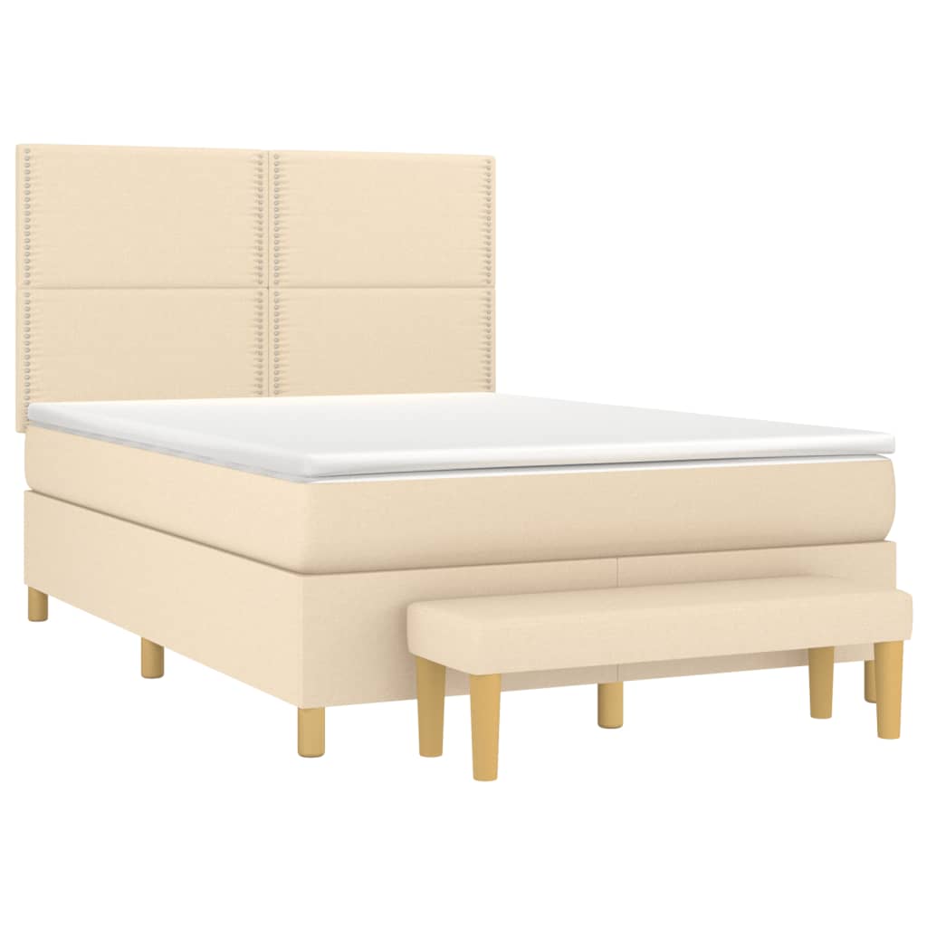 Giroletto a Molle con Materasso Crema 140x19 cm in Tessuto | homemem39