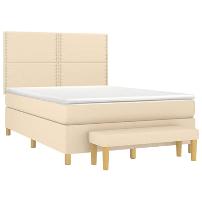 Giroletto a Molle con Materasso Crema 140x19 cm in Tessuto | homemem39