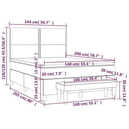 Giroletto a Molle con Materasso Marrone Scuro 140x200cm Tessuto | homemem39