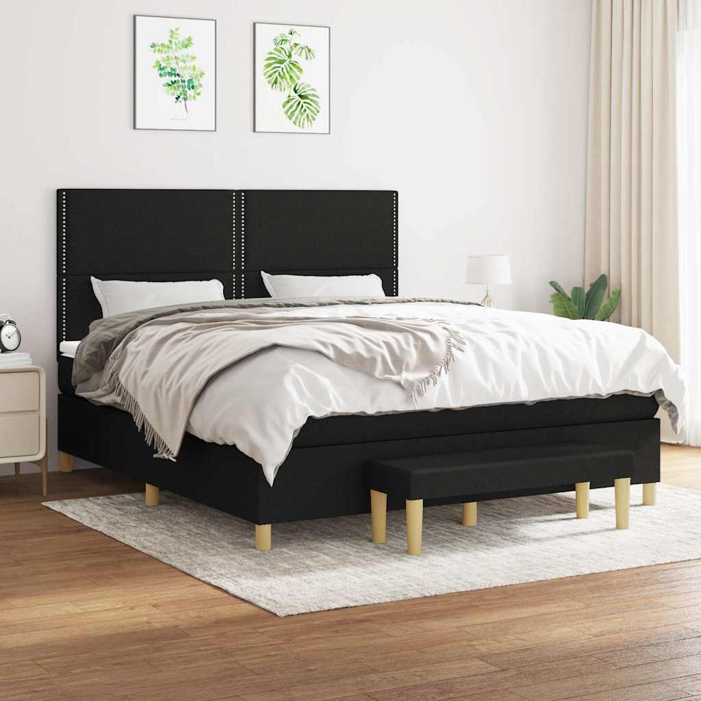 Giroletto a Molle con Materasso Nero 160x200 cm in Tessuto | homemem39
