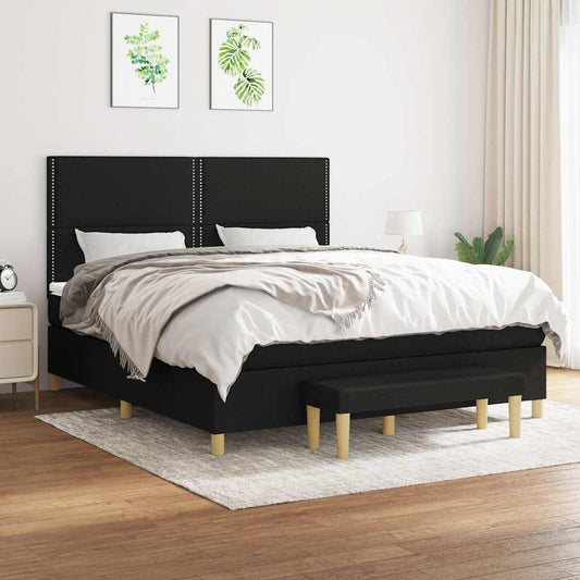 Giroletto a Molle con Materasso Nero 160x200 cm in Tessuto | homemem39