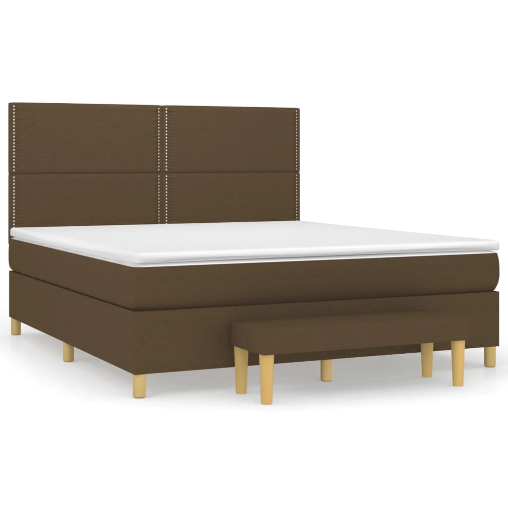 Giroletto a Molle con Materasso Marrone Scuro 180x200cm Tessuto | homemem39