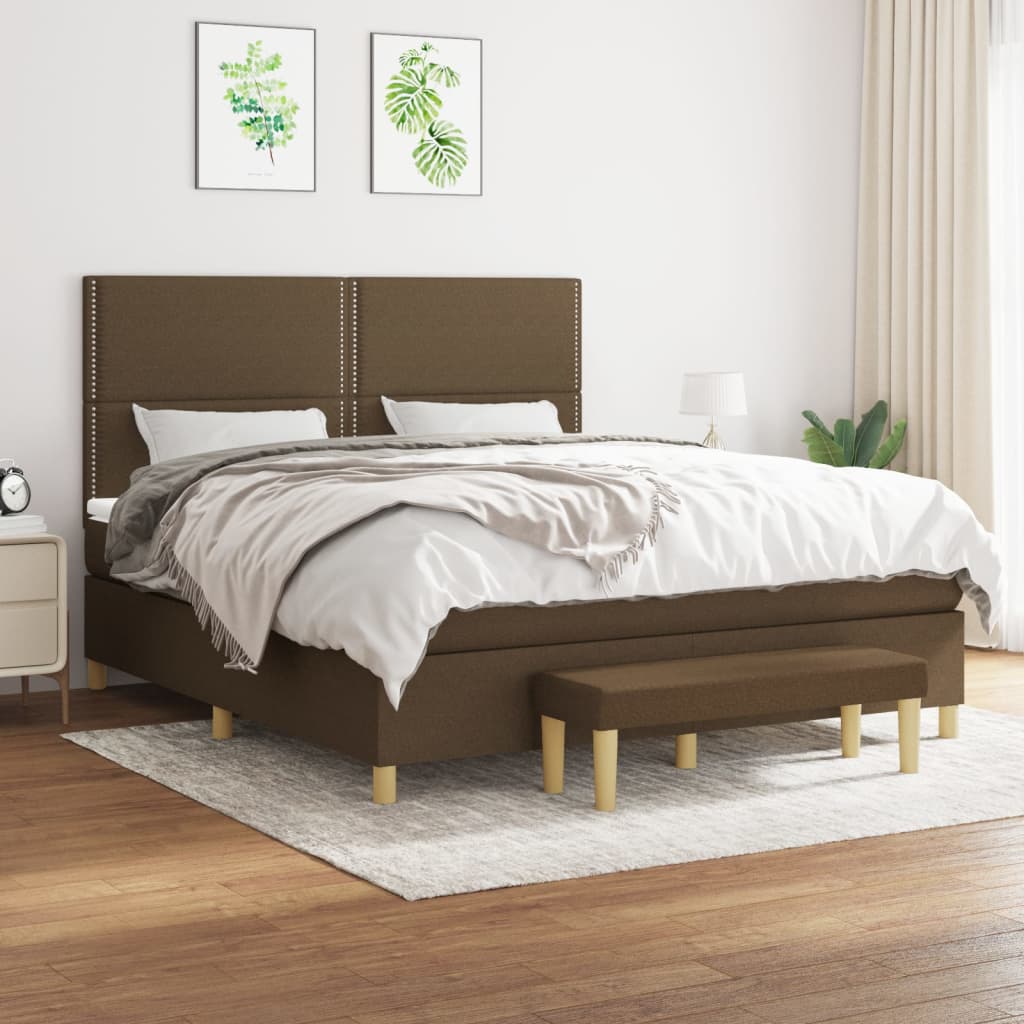 Giroletto a Molle con Materasso Marrone Scuro 180x200cm Tessuto | homemem39