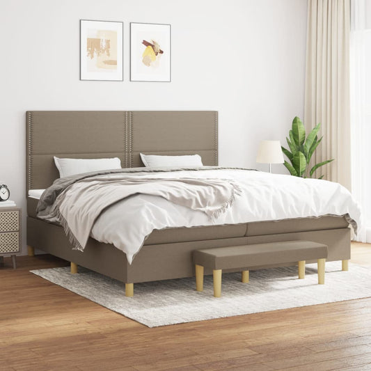 Giroletto a Molle con Materasso Tortora 200x200 cm in Tessuto | homemem39