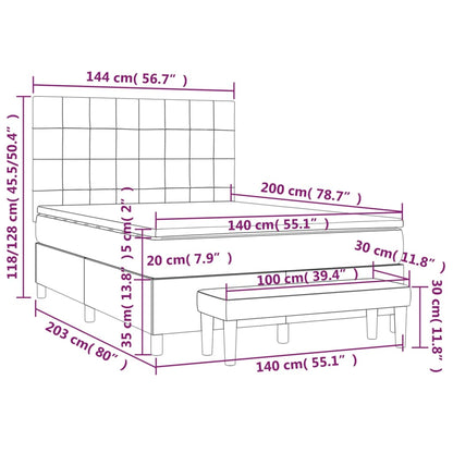 Giroletto a Molle con Materasso Marrone Scuro 140x200cm Tessuto | homemem39