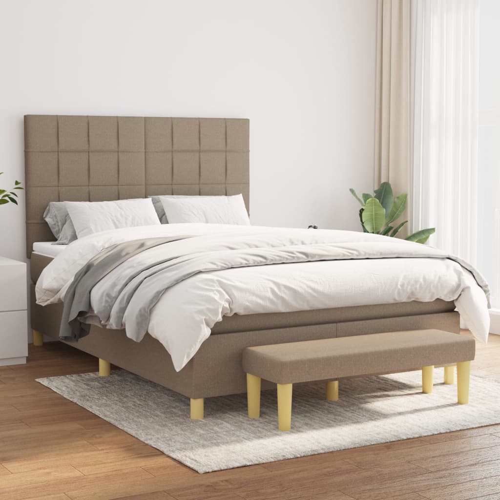 Giroletto a Molle con Materasso Tortora 140x200 cm in Tessuto | homemem39